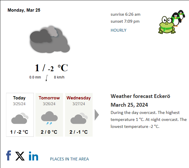 Weather Eckerö, Aland Islands today - current weather forecast Eckerö -  